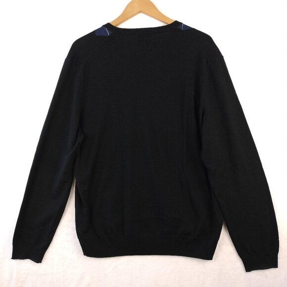 Jos A Bank Mens Argyle Sweater Size XL Black Red Merino Wool Traveler Academia - Picture 10 of 13